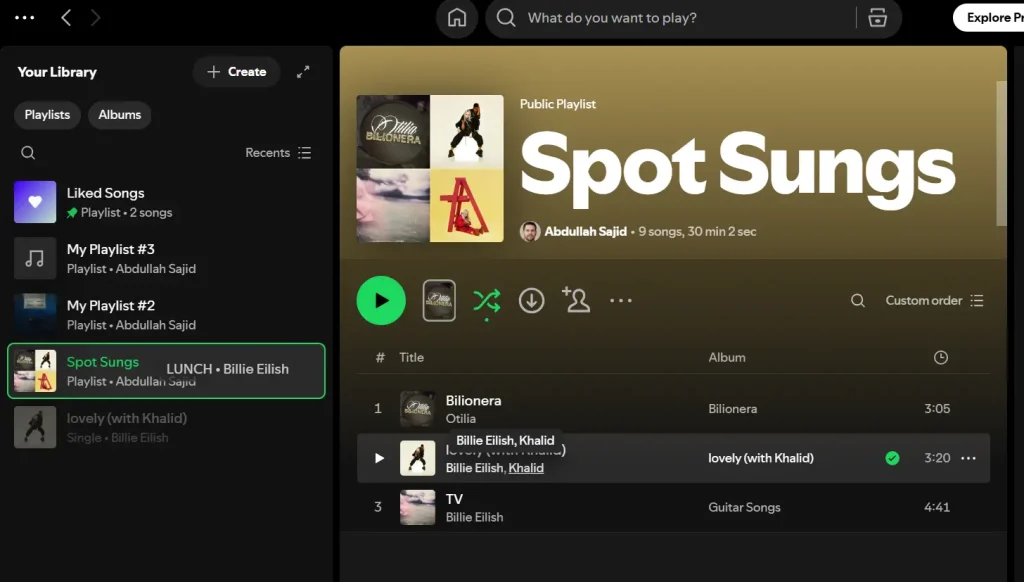 Adicionar músicas à lista de reprodução no desktop