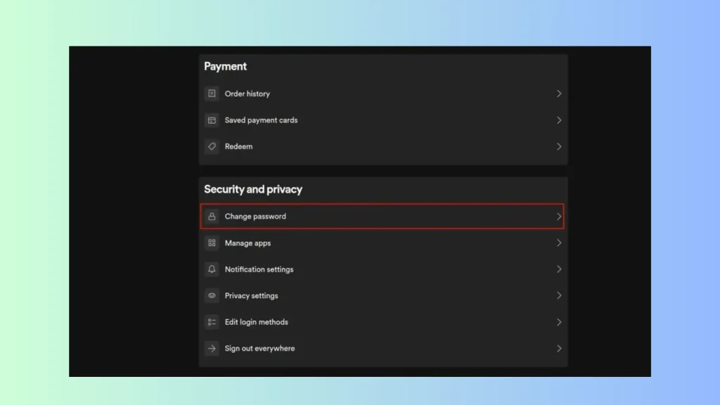 Alterar a configuracao da senha do Spotify