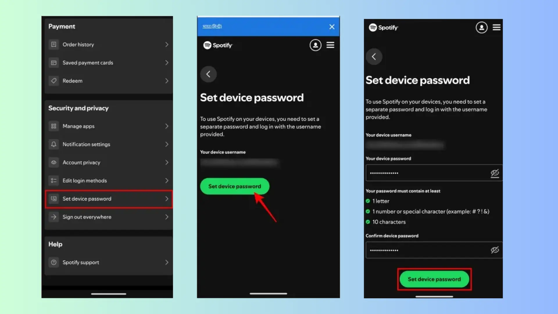 Como definir a senha do dispositivo Spotify