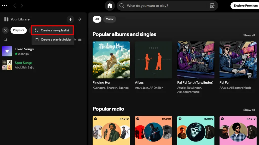 Criar nova lista de reprodução no desktop
