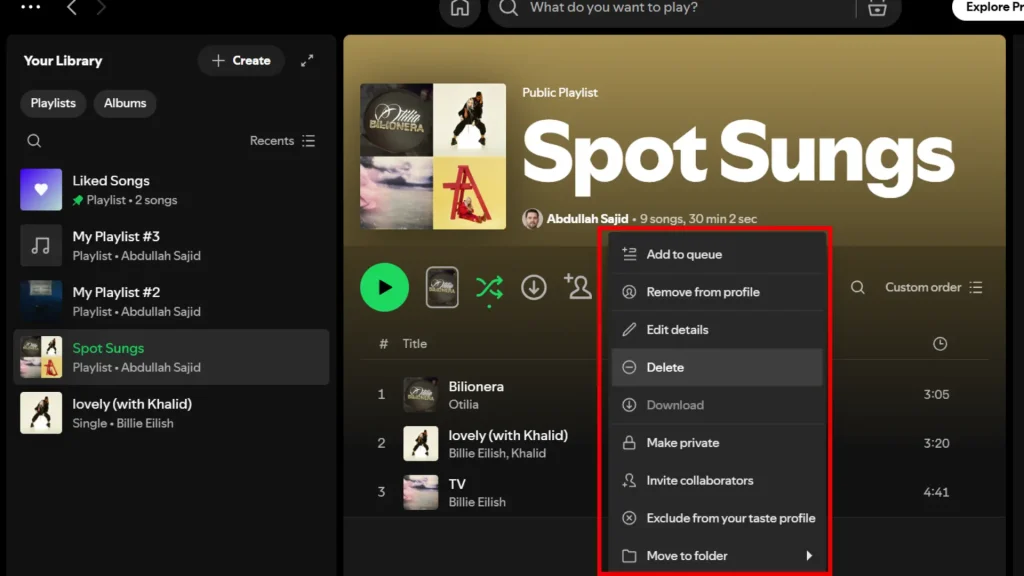 Editar lista de reprodução no desktopClick to apply (