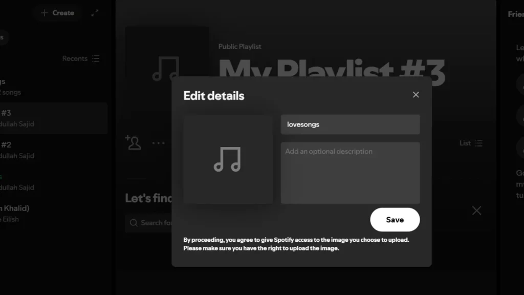 Nome da lista de reprodução no desktop
