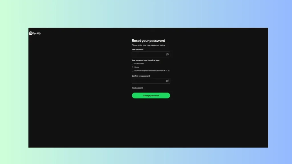potify Digite a nova senha