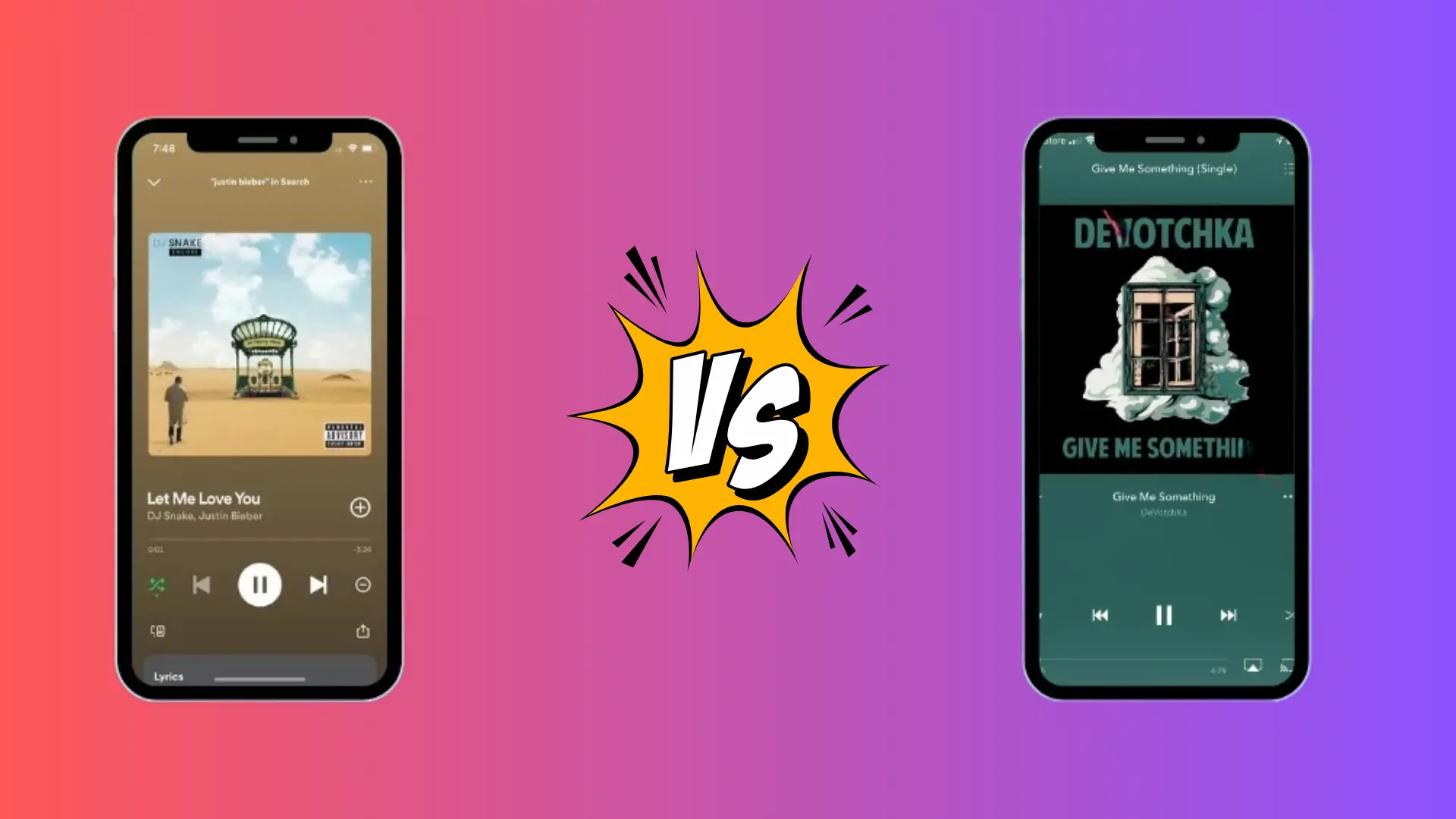 Spotify vs Pandora Interface do usuário