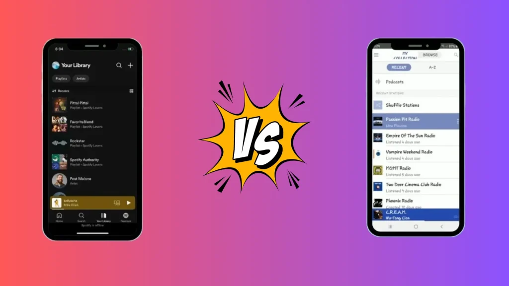 spotify vs Pandora Biblioteca de músicas