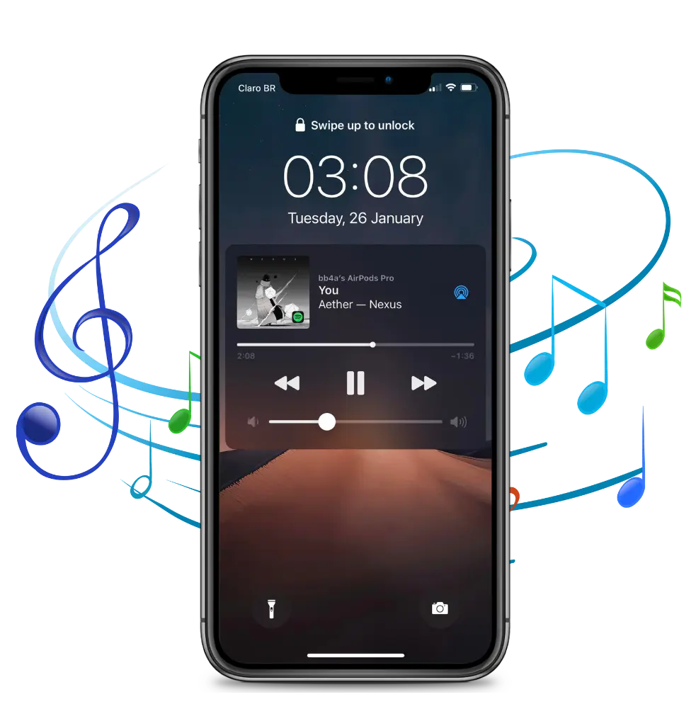 Controles da tela de bloqueio
