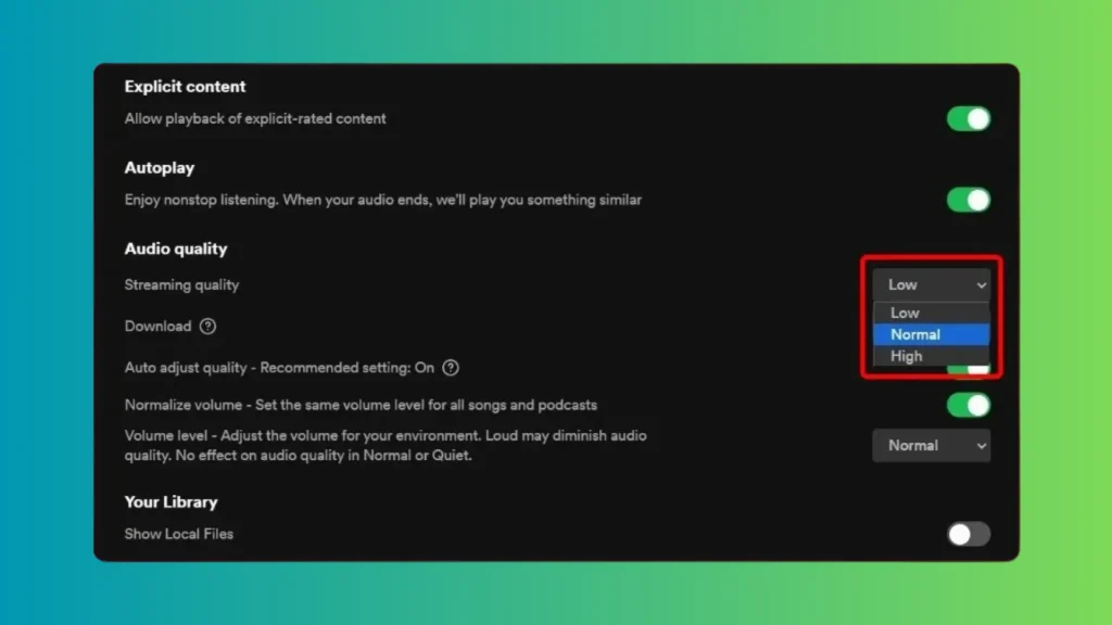 Streaming de alta taxa de bits para melhor som