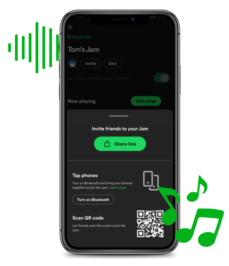 Ouça com os amigos em tempo real